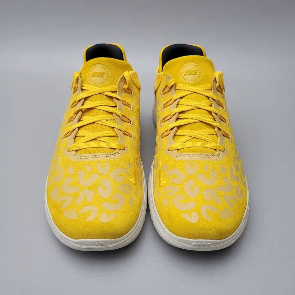 Nike Free RN 2018 Cheetah Print Yellow Low Top Lace-Up Sneakers Size 9.5